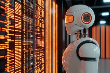 Poster - Innovative robot interacting with data center systems high-tech environment futuristic concept