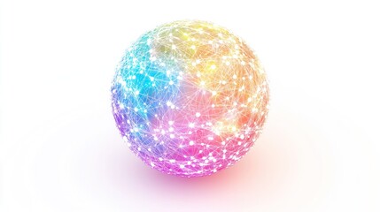 Poster - Abstract interconnected globe with glowing nodes on solid white background