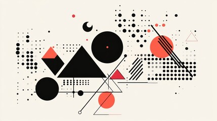 Poster - AI-powered visuals with dots and triangle concepts.