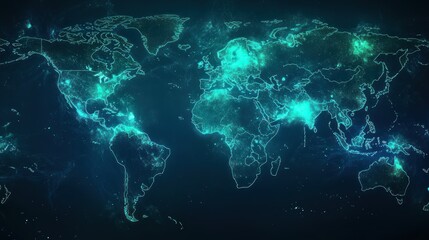 Poster - Blue-green binary map with artistic glowing effects.
