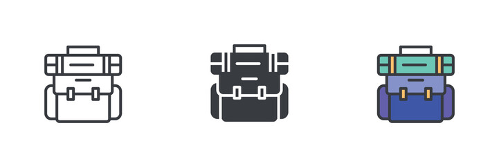 Poster - Hiking backpack different style icon set