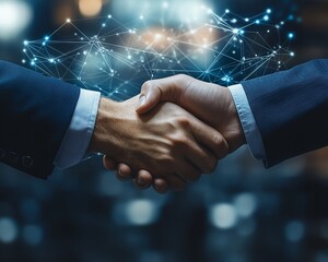 Poster - Business customer network with global digital data exchange, showcasing realtime data transmission, digital connections, and customer relationships