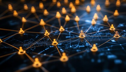 Poster - Global digital data concept for business customer network, emphasizing seamless communication, data flow, and customer connectivity across worldwide platforms
