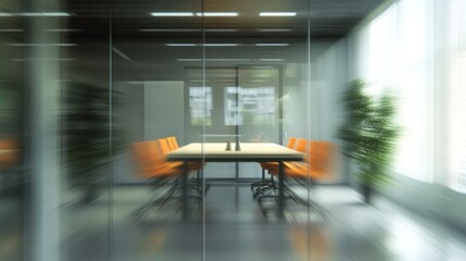 Poster - Business meeting in a modern office, blurred.