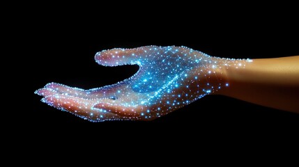 Poster - Digital network concept in a woman hand.