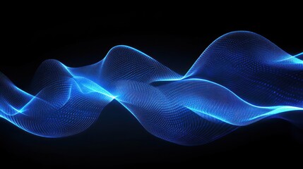 Poster - Futuristic glowing blue lines with a dark background.