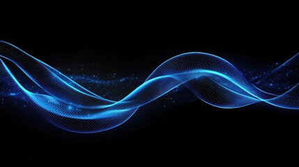 Poster - Futuristic glowing blue lines with a dark background.