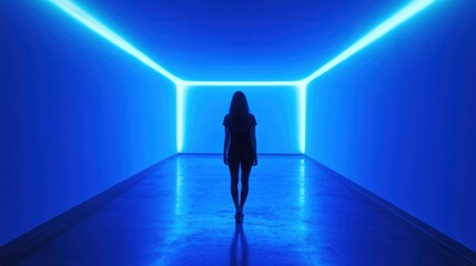 Poster - Glowing blue light patterns for modern visuals.