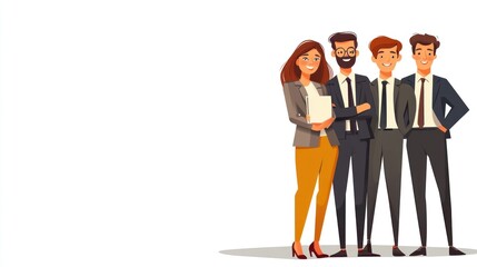 Poster - Innovative business team thriving in a coworking space on solid white background