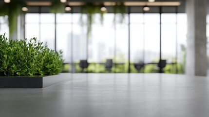 Poster - Minimalist modern office design with greenery and blur.