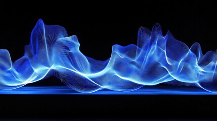 Fototapete - Moving blue light lines with an abstract design.