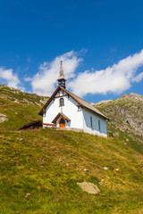 Canvas Print - Small white Chapel Belalp - Lusge in Belalp, Valais canton, Switzerland