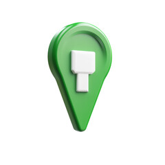 Aufkleber - A three dimensional rendering of a green location marker with a simple white icon in the center.