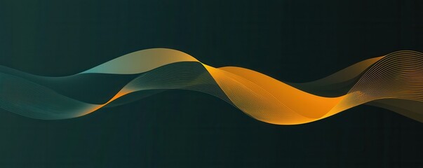 Wall Mural - Smooth abstract wave design in dark green and vibrant yellow