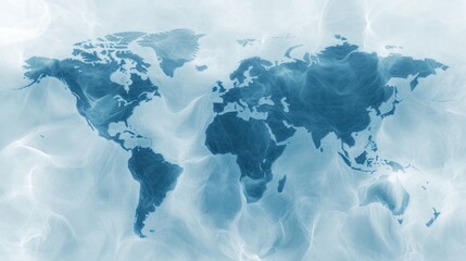 Poster - Subtle tones in a modern light blue digital map.