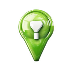 Poster - A three dimensional green glossy map pin features a white filter icon in the center.