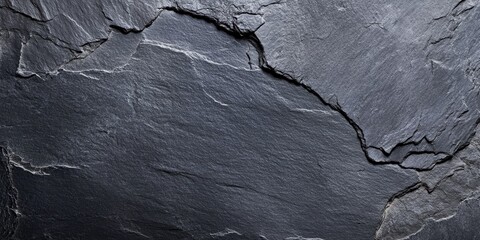 Poster - Dark grey and black slate texture creates a striking background, ideal for various designs. This dark grey slate background enhances visual appeal with its rich texture.