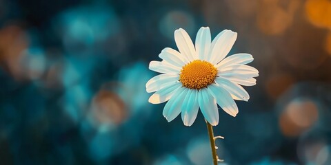 Poster - A freshly blooming chamomile flower showcases its delicate petals and vibrant colors, embodying the beauty and charm often associated with a newly blooming chamomile flower.