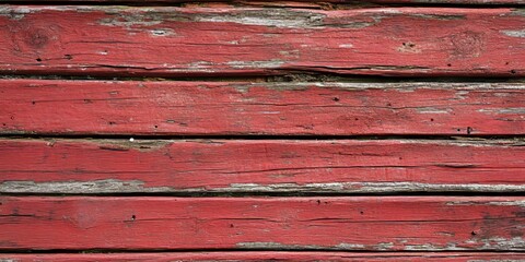 Fototapete - The weathered red wood surface serves as a timeless pathway, embodying the charm of old wood. This old wood background highlights the beauty of aged materials and textures.