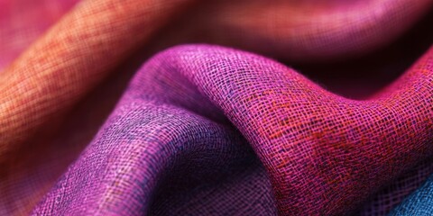 Poster - Colored cotton texture fabric featuring an abstract background, showcasing the textile material up close. Ideal for tailoring and fabric design projects.