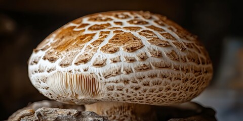 Poster - Close up view of a Mushroom Boletus, showcasing the intricate details and textures that define this unique Mushroom Boletus species, highlighting its natural beauty and characteristics.