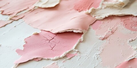 Poster - Pink patches beautifully contrast against a white table, creating an intriguing visual that highlights the unique appeal of pink patches on a white table surface.