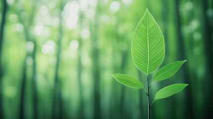 New Life Emerging: Vibrant green leaves sprout amidst a lush bamboo forest, symbolizing growth, renewal, and the beauty of nature's resilience.