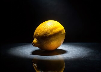 Poster - Silhouette of a Lemon Painting - Dramatic Backlit Fruit Still Life