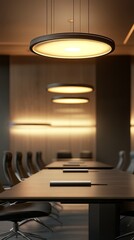 Poster - A conference room with a large table and several chairs. The room is well lit and has a modern, professional feel