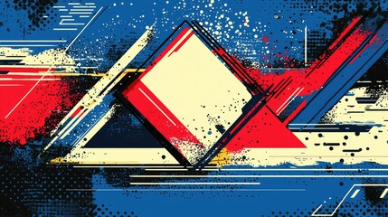 Poster - Abstract Geometric Red Blue and Yellow Design