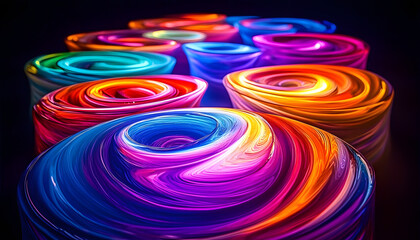 Poster - Swirling Neon Gradient Patterns