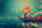 Beautiful holiday composition for happy celebrate chinese dragon boat festival, abstract vivid composition consists of fictional unreal fantastic vision on background