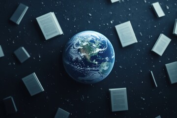 Poster - Exploring knowledge and connection global perspective digital art space aerial view innovation in learning