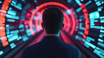 Poster - Exploring futuristic digital landscapes virtual reality experience urban environment perspective view technology insight
