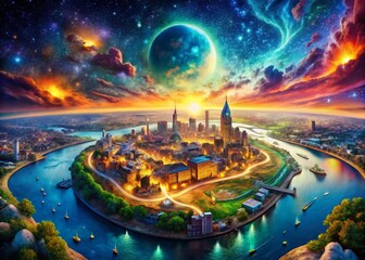 Poster - Surreal Toledo, Ohio Map: A Dreamlike Cityscape Poster