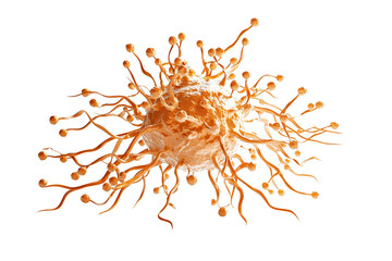 Poster - Detailed illustration of a vibrant virus structure with multiple tentacle-like projections