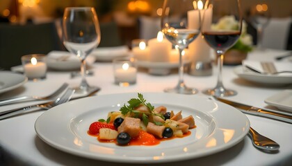 Wall Mural - a white plate topped with fruit and vegetables