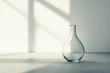 Sticker - Elegant glass vase casting soft shadows on a sunlit surface, showcasing minimalist design in a modern interior.