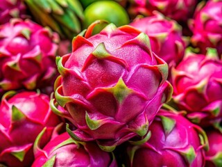 Wall Mural - Vibrant Neon Pink Dragon Fruit Close-Up Candid Shot