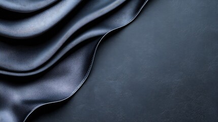 Poster - Luxurious Dark Satin Fabric with Elegant Rippled Texture Background Design : Generative AI