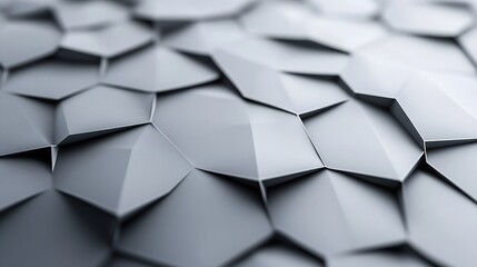 Aufkleber - Abstract Geometric Metallic Surface with Hexagonal Patterns and Dimensions : Generative AI