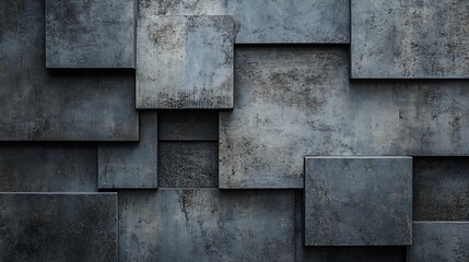 Poster - Abstract Grunge Stone Wall Texture with Dark and Weathered Blocks : Generative AI