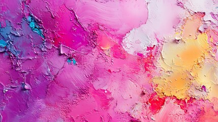 Aufkleber - Vibrant pink and yellow textured abstract painting art background : Generative AI