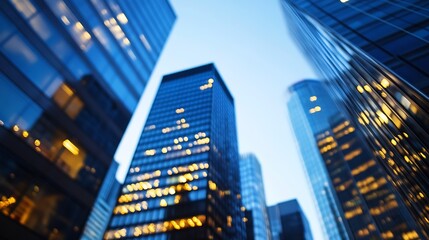 Aufkleber - Abstract View of Urban Skyscrapers with Modern Architectural Lines : Generative AI