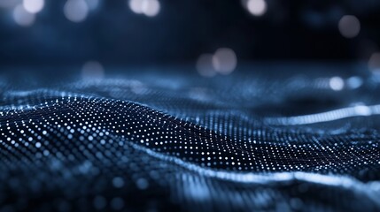 Aufkleber - Futuristic Digital Landscape with Dynamic Dot Patterns and Deep Blue Hues : Generative AI