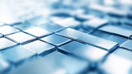 Poster - Abstract Metallic Blue Tiles Reflecting Light in a Futuristic Pattern Design : Generative AI
