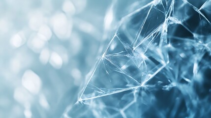 Poster - Abstract Crystalline Structure in Blue Tones Depicting Cold Winter or Frozen Theme : Generative AI