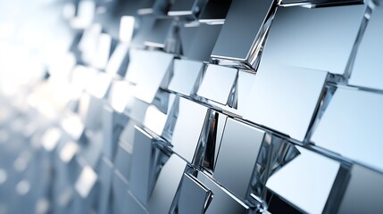 Aufkleber - Futuristic Geometric Abstract Texture of Reflective Chrome and Glass Surfaces in 3D Perspective View : Generative AI