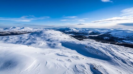 Poster - Majestic Snow-Covered Mountain Range Under a Clear Blue Winter Sky : Generative AI