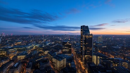 Aufkleber - Panoramic View of London Cityscape at Twilight with Urban Skyline : Generative AI